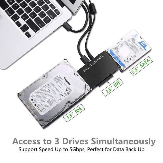 Alt view image 6 of 7 - WRIARICH USB IDE Adapter USB 3.0 to SATA IDE Hard Drive Cable Adapter Converter for 2.5" 3.5" IDE External SATA HDD SSD Hard Drives Disks with 12V 2A Power Adapter
