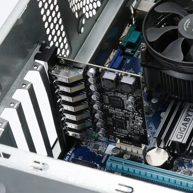 Alt view image 6 of 7 - WRIARICH 7 Port PCIE Expansion Card, 7 Ports USB 3.0 5Gbps High Speed Transmission Stable Power USB 3.0 Front Expansion Card, 7 External USB3.0 Ports