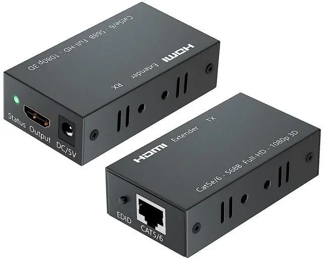 Main image of WRIARICH HDMI Extender Kit, 196ft/60m HDMI Extender Via Single RJ45 Cat6e Ethernet Cable Transmit Up to 196ft/60m, Support 1080p, 3D, HDCP, with EDID Function (Transmitter and Receiver)