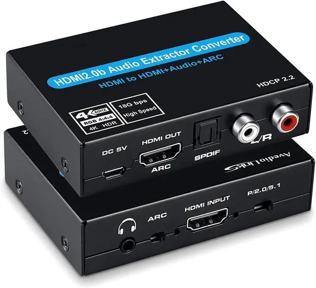 Main image of WRIARICH HDMI Splitter Audio Extractor, 4k@60Hz with HDMI + Optical Toslink SPDIF + 3.5mm Audio Output Supports ARC HDR10 for Blu-ray Player/DVD/PS4/Xbox360