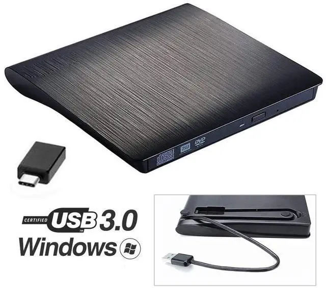 Main image of WRIARICH XD001 External DVD CD Drive, USB 3.0 Type-C Portable CD/DVD ROM +/-RW Drive/DVD Player Rewriter Burner Compatible with Laptop Desktop PC Windows Apple Mac, Black