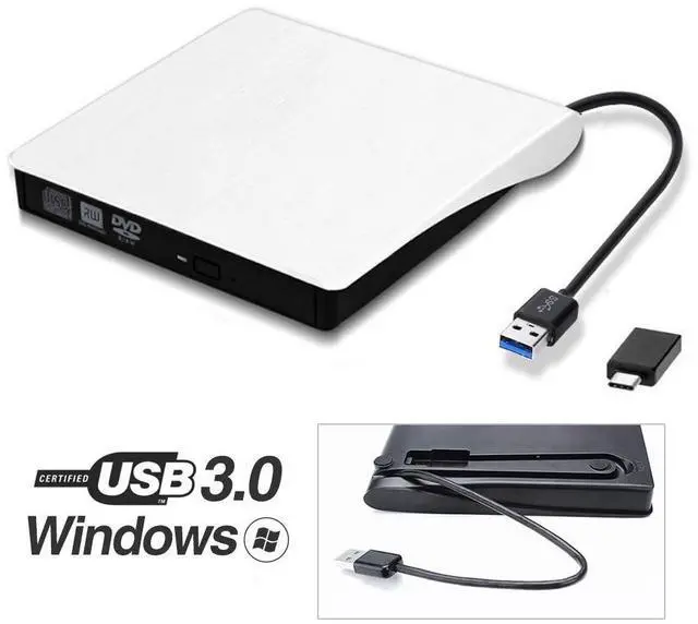 Main image of WRIARICH XD001 External CD DVD Drive Upgraded Version, USB 3.0 Type C Dual Port DVD +/-RW Rewriter Burner, High Speed Data Transfer,Slim Portable for Notebook Laptop PC Windows/Mac OS, Black