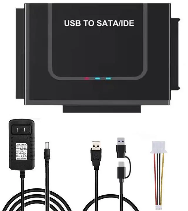 Main image of WRIARICH USB to IDE and SATA Adapter, Type-C 5Gbps External Hard Drive Reader Converter for 2.5/3.5 SATA HDDs SSDs and 3.5 IDE HDDs with Offline Clone Function, Included 12V2A Power Adapter