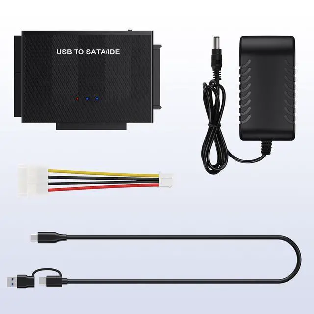Alt view image 7 of 7 - WRIARICH USB C to IDE and SATA Converter External Hard Drive Adapter Kit for 2.5"/3.5" SSD/HDD, Support Max 6TB, Auto-Sleep Mode with 12V/2A Power Adapter