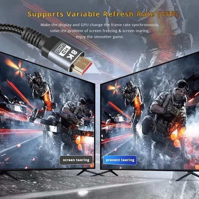 Alt view image 6 of 7 - HDMI Cable 8K 16.4FT, 48Gbps Ultra High Speed HDMI Cord,Compatible with Apple TV,Roku,Samsung QLED,Sony LG,Nintendo Switch,Playstation,PS5,PS4,Xbox One Series X,HDMI 8k Ultra HD Cable (16.4FT)