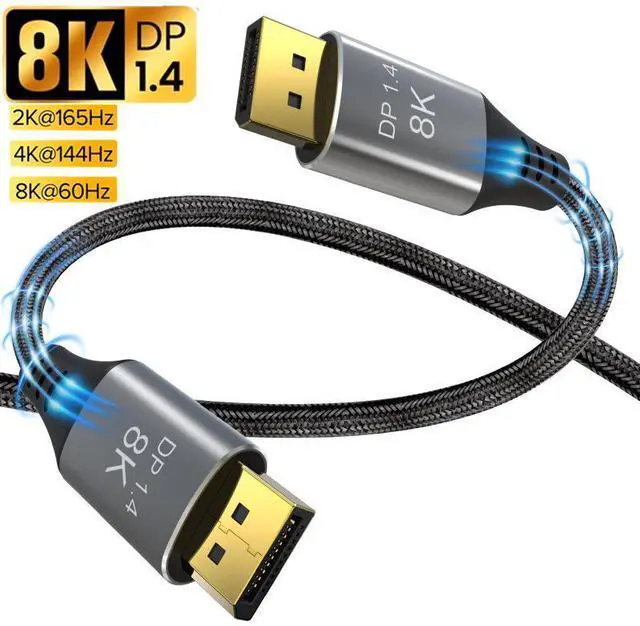 Main image of WRIARICH 8K DisplayPort & DP Cable, LUOM 16.4ft (for DP 1.4 Gaming PCs/laptops/Graphics Cards/Monitors, Supports 4K@120Hz, 144Hz/165Hz/240Hz), Braided Display Port for Gaming Monitor, Graphics, PC