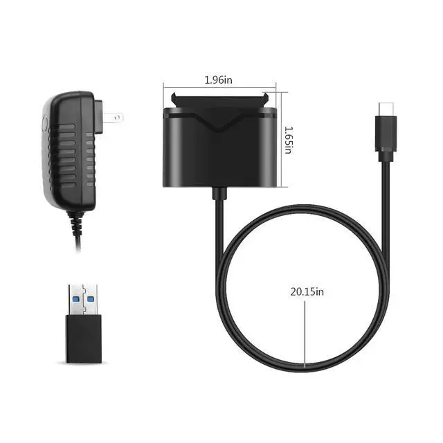 Alt view image 3 of 7 - WRIARICH SATA to USB 3.0&Type-C, SATA III Cable Hard Drive Adapter Converter for Universal 2.5/3.5 SATA HDD/SSD Hard Drive Disk and SATA Optical Drive, Include 12V/2A Power Adapter, USB 3.0 Adapter