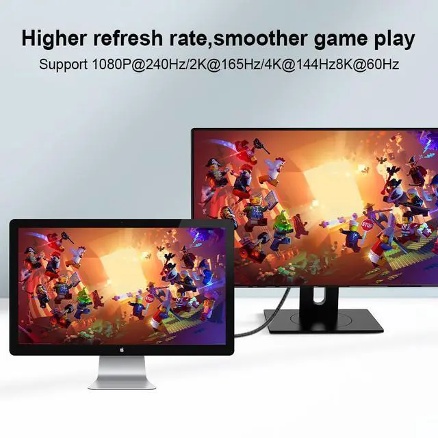 Alt view image 4 of 7 - WRIARICH 8K USB-C to Displayport Cable 10FT/3M, Thunderbolt 3/USB Type C to DP 1.4 Video Adapter Cord 8K@60Hz 4K@144Hz for MacBook Pro/Air,iMac,iPad Pro 2020,XPS,Galaxy S20