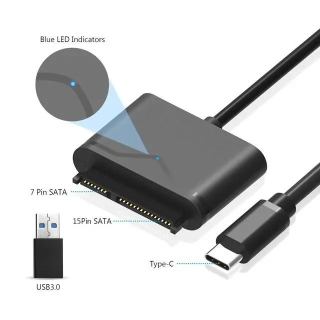 Alt view image 4 of 7 - WRIARICH SATA to USB 3.0&Type-C, SATA III Hard Drive Adapter Converter for 3.5/2.5 Inch HDD/SSD with 12V/2A Power Adapter , USB 3.0 Adapter, Type-C Cable (FXHU.00111FX01002)