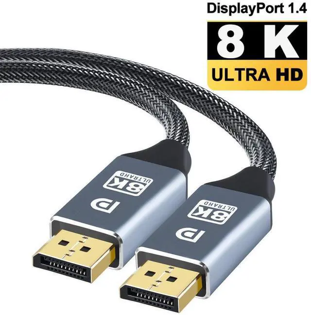 Main image of WRIARICH 8K DisplayPort 1.4 Cable 16.4Feet, DP Cord (8K@60Hz 4K@144Hz 1080P@240Hz 2K 32.4Gbps) HBR3 HDCP HDR,FreeSync G-Sync,Braided Display Port for Laptop/PC/TV/Gaming Monitor, Grey