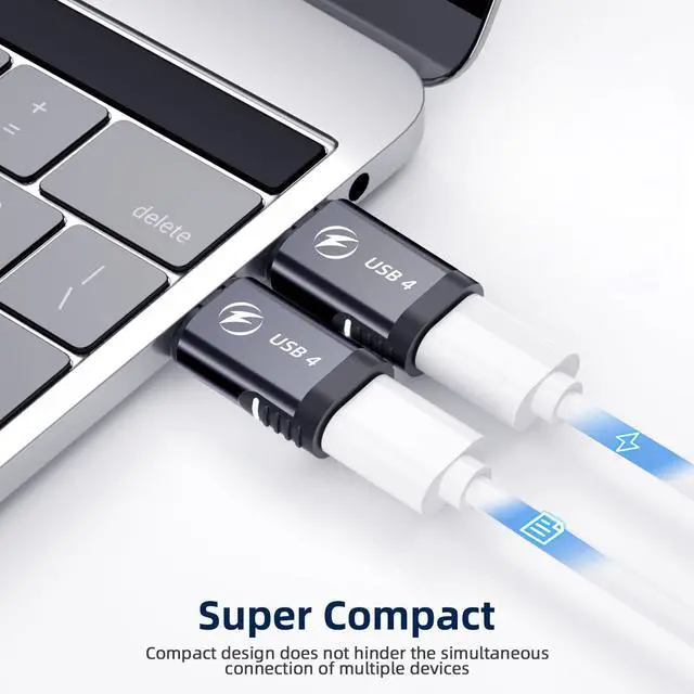 Alt view image 2 of 7 - WRIARICH Straight USB C Magnetic Adapter, (2 Pack) Magnetic USB C Adapter, 24Pins USB4 40Gbps Data Transfer 8K 60Hz Video PD 240w Charge Compatible with MacBook Pro/Air USB-C Laptop