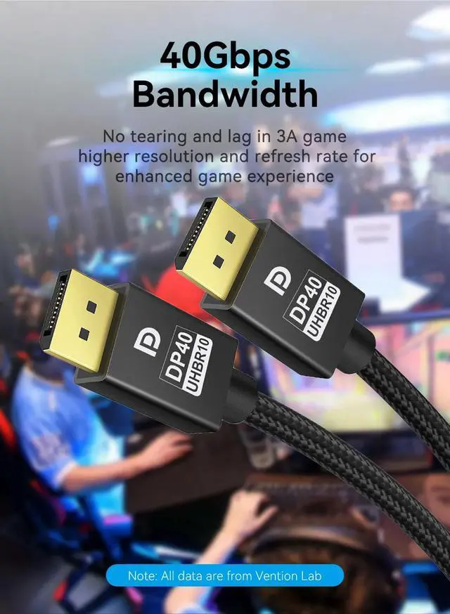Alt view image 3 of 7 - WRIARICH DisplayPort Cable 10FT, Ultra Slim & Thin 8K 4K Display Port 2.1 Cable(DP Cable) Support 8K@60Hz, 4K@144Hz/120Hz 40Gbps HDR1 for Laptop,PC,Monitor