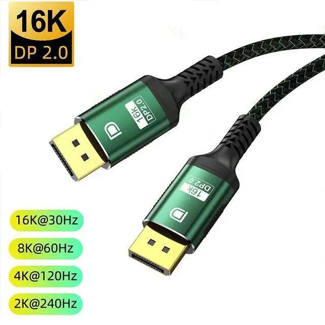 Main image of WRIARICH 16K Gaming DisplayPort 2.0 Cable, 16K DP Cable 2.0 Supports 80Gbps,16K@60Hz, 10K@60Hz, 8K@60Hz, 4K@165Hz, HDR, HDCP 2.2, 3D, ARC for Gaming Monitor, TV, PC, Laptop(10FT/ 3M)