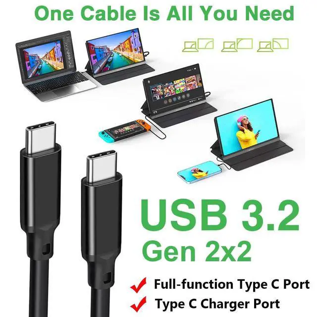 Alt view image 2 of 7 - WRIARICH 2-Pack USB3.2 Gen 2X2 USB C to C Cable,USB C Charger Cable 10FT, with 20Gbps Data Transfer, 5A 100W Fast Charging, 4K 60Hz HDR Monitor Video for MacBook Pro/Air, iPad Pro, SSD,Hard Drives