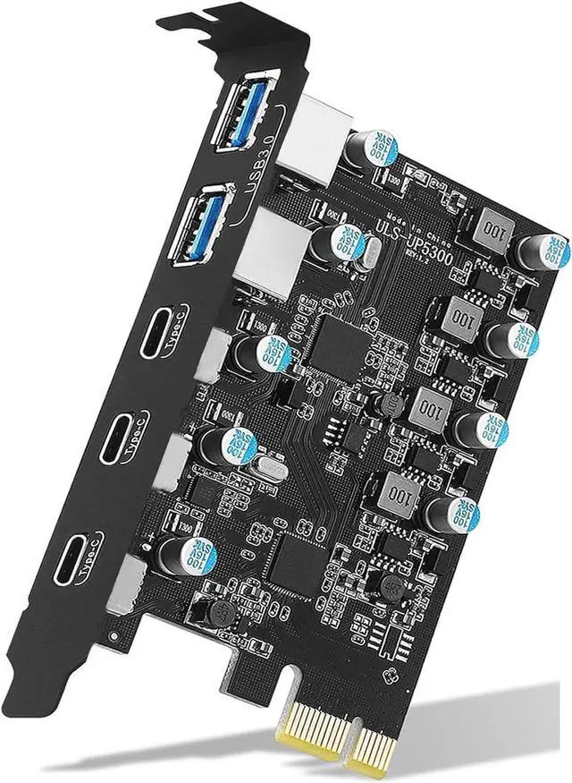 Main image of WRIARICH 5Gbps PCI-E USB Card, PCI-E to USB 3.0 5-Port (3X USB C - 2X USB A 3.0) Expansion Card, PCI Express Expansion Card for Desktop PC Support Windows 10/8/7/XP and MAC OS 10.8.2 Above