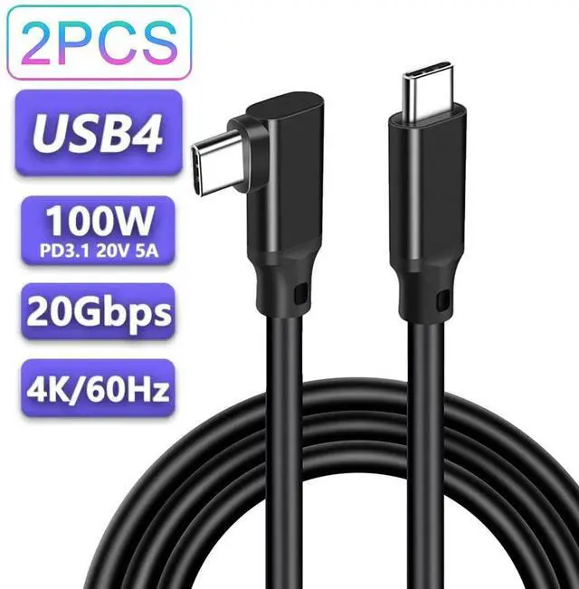 Main image of WRIARICH 20Gbps USB 3.2 Gen 2X2 USB C to USB C 90 Degree Cable (10ft , 2 Pack) , (100W/5A) Fast Charge, 4K 60Hz HDR Monitor Video for Samsung, iPad Mini, MacBook Pro 2020 , Switch, SSD,Hard Drives