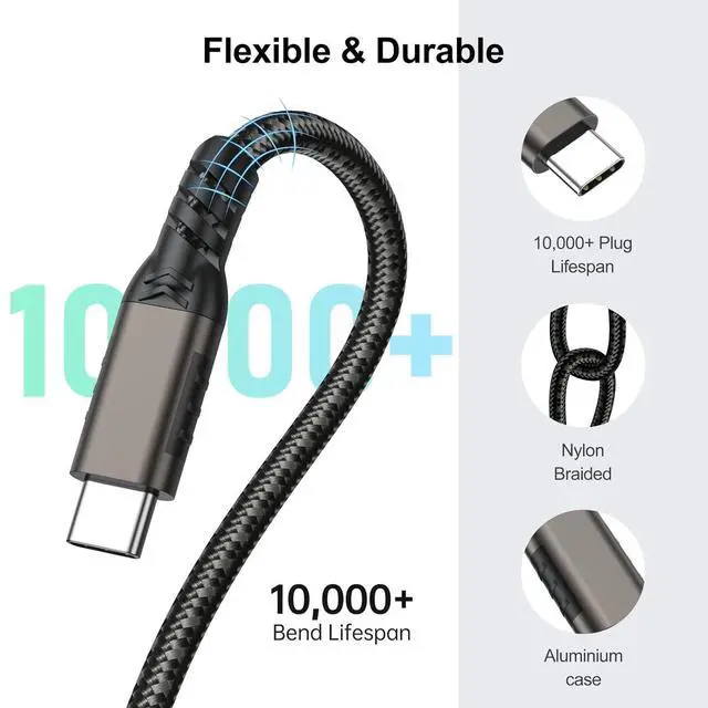 Alt view image 6 of 7 - WRIARICH 100W Fast Charge USB C Extension Cable 10FT/2Pack, USB C 3.2 Extender Cord Male to Female Support 10Gbps Sync Transfer, UHD 4K Video Compatible with USB C Hub,MacBook,iPad Pro,Magsafe