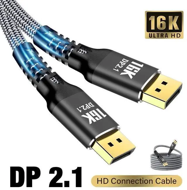 Main image of WRIARICH 16K DisplayPort Cable 16.5FT, High Speed 16K@60Hz, 4K@240Hz, 80Gbps, DisplayPort to DisplayPort Cable 2.1 DP to DP Cable Compatible for Gaming Laptop TV Computer Monitor