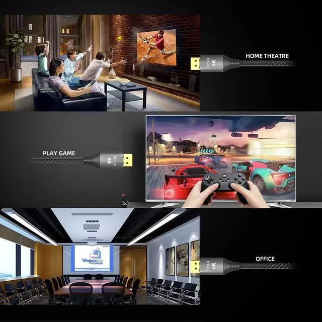 Alt view image 6 of 7 - WRIARICH DP Cable 8K@60Hz, 4K@144Hz, 32.4Gbps Display Port 1.4 Cable monitor DisplayPor Cable DP 1.4 1.2 8K Adapter HD Video meta transport HDTV, 16.4ft