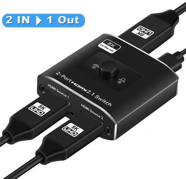 Main image of WRIARICH HDMI 2.1 Switch 8K 60Hz,LUOM HDMI Switcher 2 in 1 Out, 2 Port 4K 120Hz 8K HDMI Switcher Support 8K 48Gbps for Xbox Series X PS4 Pro PS5 Roku UHD TV Monitor Projector (OZ8Q2)