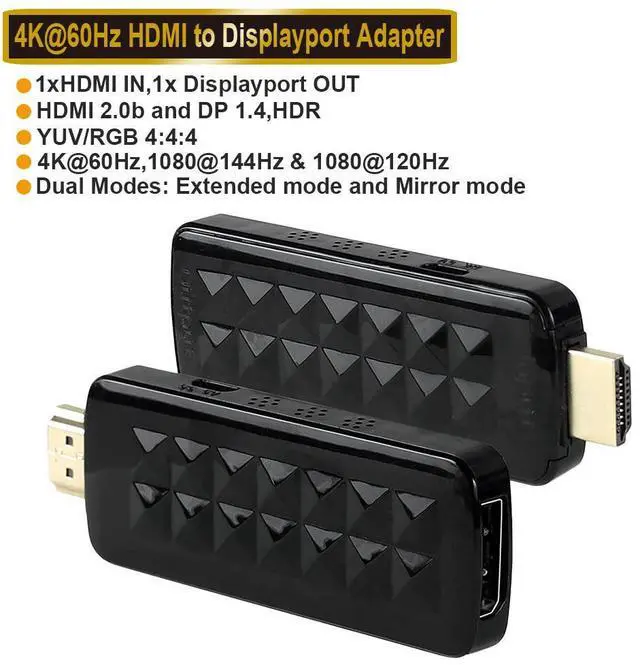 Main image of WRIARICH HDMI to DisplayPort (DP) Adapter -LUOM, 4K@60Hz Gold Plated HDMI v2.0 to DP 1.4V Adapter (Male to Female), Uni-Directional HDMI to Display Port Adapter (OZHD2)