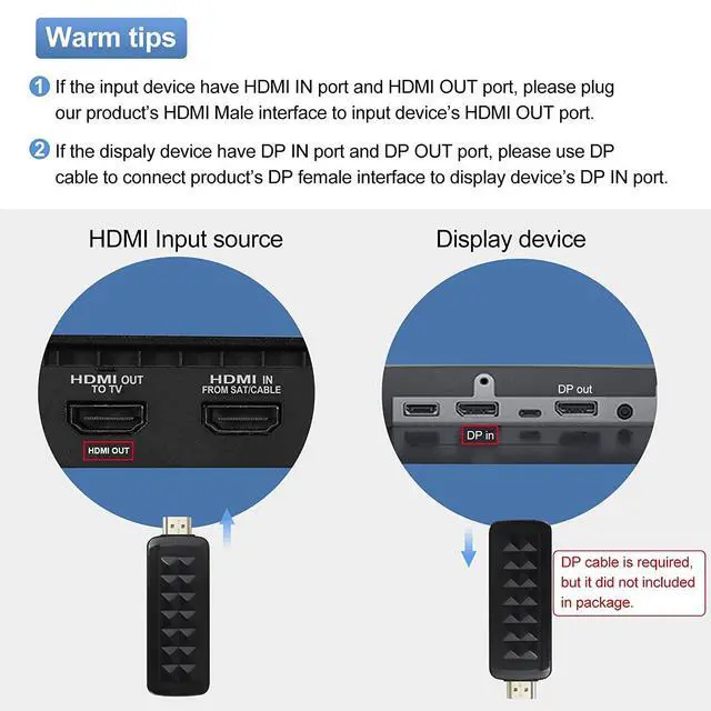 Alt view image 6 of 7 - WRIARICH HDMI to DisplayPort (DP) Adapter -LUOM, 4K@60Hz Gold Plated HDMI v2.0 to DP 1.4V Adapter (Male to Female), Uni-Directional HDMI to Display Port Adapter (OZHD2)