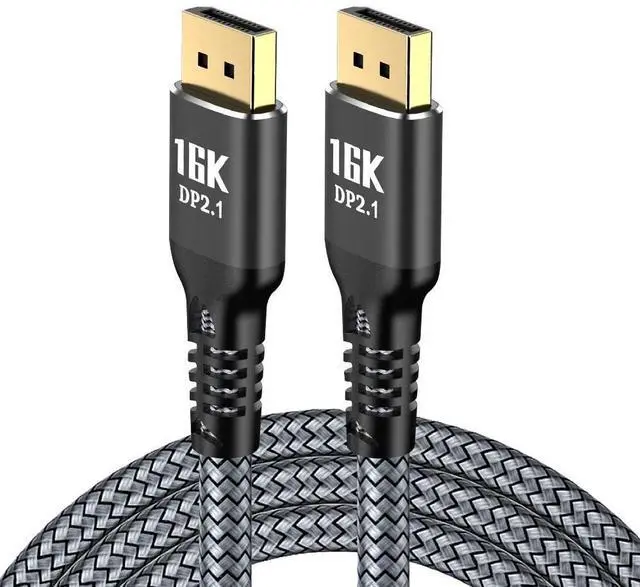 Main image of WRIARICH DP Cable 2.1 16.5FT, 16K Displayport 2.1 Cable 80Gbps Support 16K@60Hz, 8K@120Hz, 4K@240Hz, HDCP, HDR10, DSC 1.2a Braided DP Cord Compatible FreeSync G-Sync Gaming Monitor 4090 7900XT
