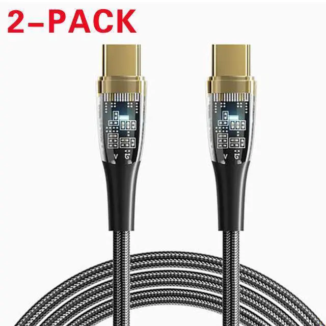 Main image of WRIARICH USB C to USB C Cable (2-Pack, 6.6ft), 100W 5A USB C Cable Transparent Shell, Type C Charger Cable Fast Charging for MacBook Pro, iPad Pro Air Mini, Samsung Galaxy S23/22/Z Fold/Z Flip, Pixel