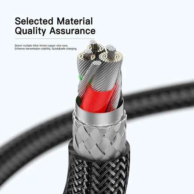 Alt view image 7 of 7 - WRIARICH USB C to USB C Cable (2-Pack, 6.6ft), 100W 5A USB C Cable Transparent Shell, Type C Charger Cable Fast Charging for MacBook Pro, iPad Pro Air Mini, Samsung Galaxy S23/22/Z Fold/Z Flip, Pixel