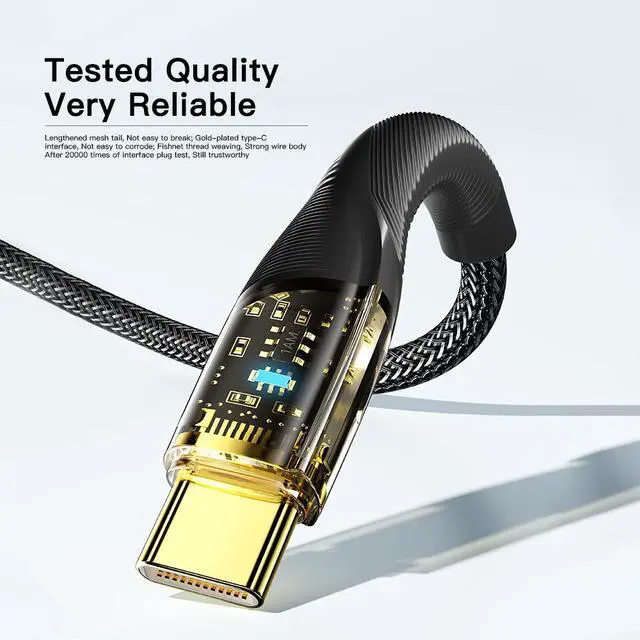 Alt view image 5 of 7 - WRIARICH USB C to USB C Cable (2-Pack, 6.6ft), 100W 5A USB C Cable Transparent Shell, Type C Charger Cable Fast Charging for MacBook Pro, iPad Pro Air Mini, Samsung Galaxy S23/22/Z Fold/Z Flip, Pixel
