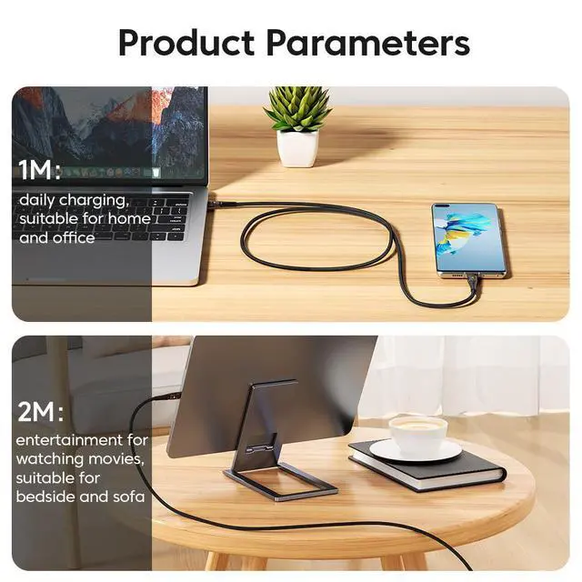 Alt view image 6 of 7 - WRIARICH USB C to Lightning Cable (2-Pack, 6.6ft), 29W 3A USB C Cable Transparent Shell, Type C Charger Cable Fast Charging for iPhone 11 12 14 Pro Max Mini Xs Xr X 8 iPad MacBook