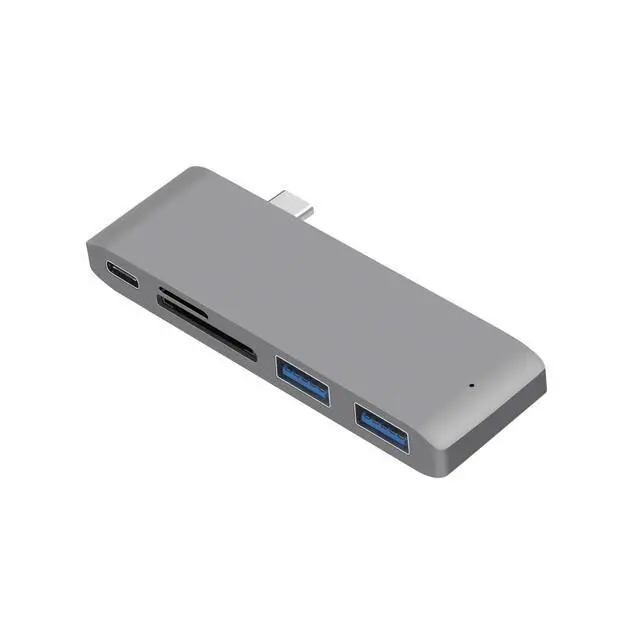 Alt view image 4 of 7 - WRIARICH USB C Hub,5 in 1 Type-C Adapter, USB-C Power Delivery, 2 X USB3.0 Port, SD/Micro SD Card Reader for MacBook,MacBook Pro,Phone,Laptops Other USB Type-C Devices (Gray)