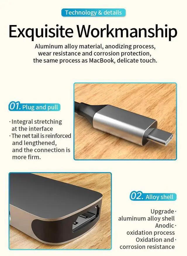 Alt view image 4 of 7 - WRIARICH USB C Hub,LUOM 6 in 1 Type C Hub Multiport Adapter with 4K HDMI, Power Delivery, USB 3.0, USB 2.0 Ports, SD/TF Card Reader Compatible for MacBook Pro XPS More Type C Devices