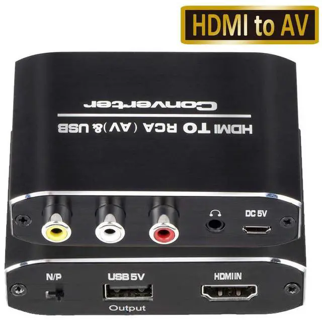 Main image of WRIARICH HDMI to AV CVBS Converter 1080P Mini HDMI to RCA Composite Video Audio Converter Adapter Box with 3.5mm Aux Audio Support PAL/NTSC for HDTV PS4