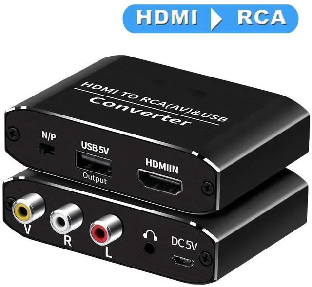 Main image of WRIARICH HDMI to 3 RCA Converter with 3.5mm Aux Audio Adapter, LUOM HDMI Svideo Adapter, HDMI to Composite AV CVBS Converter, HDMI in RCA + 3.5mm Aux Audio Out Converter(Aluminum)