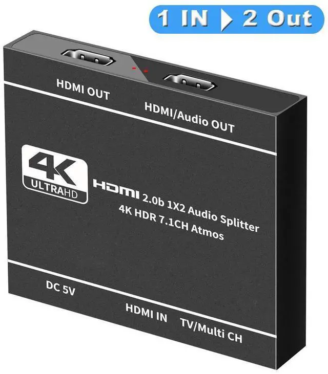 Main image of WRIARICH HDMI Switch 4K HDMI Splitter-HDMI Switcher Splitter 1 Input 2 Output, Support 4K 3D 1080P for Xbox PS4 Roku HDTV Fire Stick Blu Ray(with Audio Extractor(HDMI Audio Output)