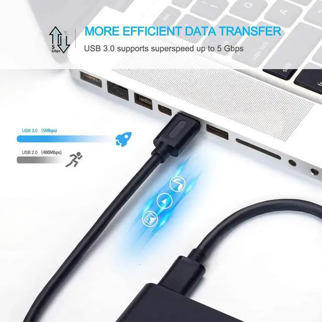 Alt view image 3 of 7 - WRIARICH 3-Pack USB 3.0 Cable 10ft, USB to USB Cable/USB A to USB A Cable/Male to Male USB Cord/Double USB Cord in Black
