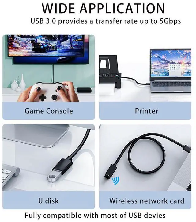 Alt view image 2 of 7 - WRIARICH USB Extension Cable, (3 Pack 10FT) USB 3.0 Extension Cable Male to Female, USB Extender Fast Data Transfer Compatible USB Keyboard,Mouse,Flash Drive,Hard Drive