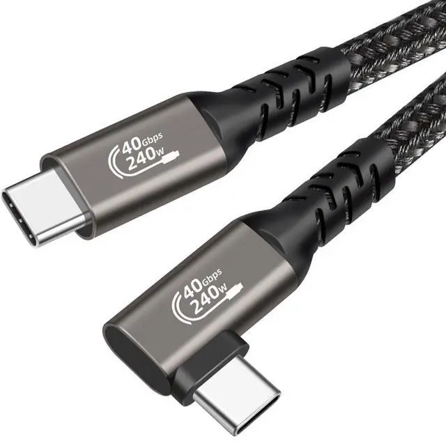 Main image of WRIARICH Right Angle USB4.0 USB C to USB C Cable, USB C 4.0 Gen3 Cable 5FT, USB-C Monitor Cable 8K, USB Type C Video Cable, 40Gbps 240W, for Mobile Phone, Notebook, MAC, SSD, Samsung,Switch