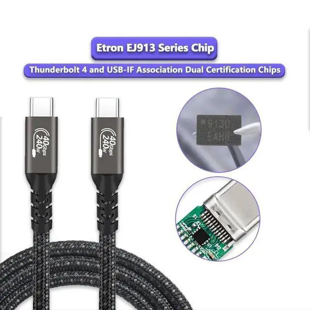 Alt view image 2 of 7 - WRIARICH 5FT Nylon Braided USB C to C USB4 Date Cable with 40 Gbps Data Transfer + Supports 8K Video + 240W Fast Charging for Type-c Monitor, Laptop, Dell, Phones, Docking, SSD etc