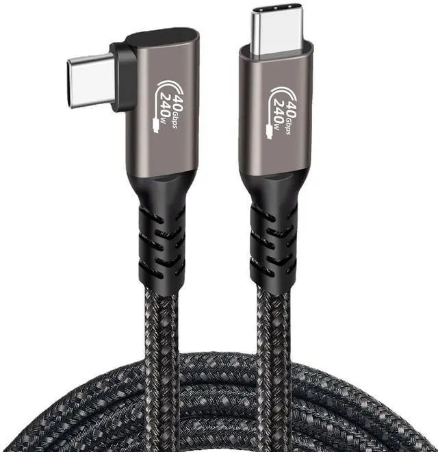 Main image of 40GBps USB 4 Type-C Cable, Right Angle 240W Fast Charging Cord 40Gbps High Speed Data Transfer 8K 4K USB C Video Cord for Thunderbolt 3/4, Mobile Phone, Notebook, MAC, SSD, PD3.1 and QC4.0 - 5FT