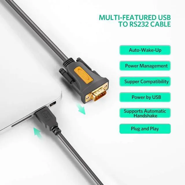 Alt view image 4 of 7 - WRIARICH USB to Serial Adapter, USB to RS-232 Male (9-pin) DB9 Serial Cable, Prolific Chipset, Windows 10/8.1/8/7, Mac OS X 10.6 Above, 10ft