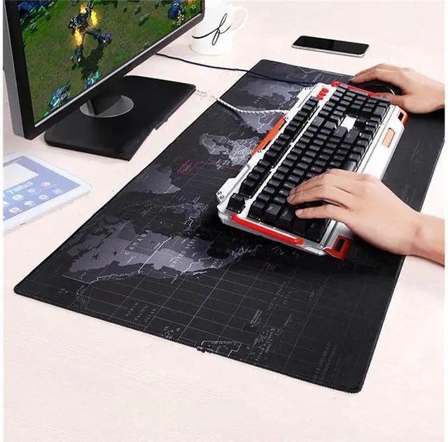 Alt view image 2 of 7 - WRIARICH World Map Large Extended Gaming Mouse Pad Mat with Stitched Edges, Waterproof, Thick 2mm, Wide & Long Mousepad 35.5x15.8x0.08"