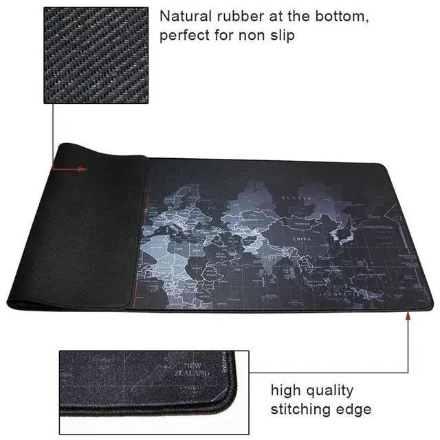 Alt view image 6 of 7 - WRIARICH World Map Large Extended Gaming Mouse Pad Mat with Stitched Edges, Waterproof, Thick 2mm, Wide & Long Mousepad 35.5x15.8x0.08"