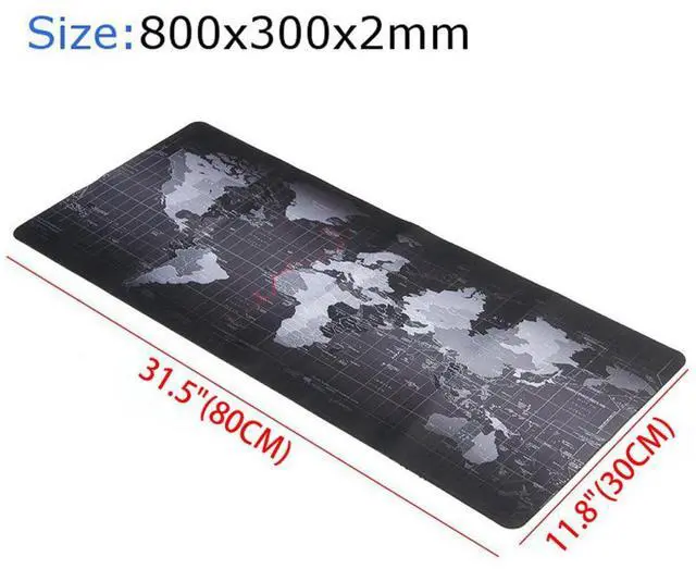 Main image of WRIARICH World Map Large Extended Gaming Mouse Pad Mat with Stitched Edges, Waterproof, Thick 2mm, Wide & Long Mousepad 31.5x11.8x0.08"
