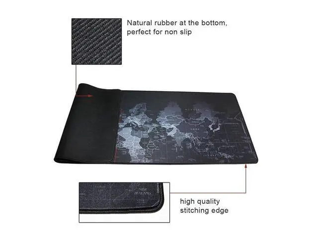 Alt view image 6 of 7 - WRIARICH World Map Large Extended Gaming Mouse Pad Mat with Stitched Edges, Waterproof, Thick 2mm, Wide & Long Mousepad 31.5x11.8x0.08"