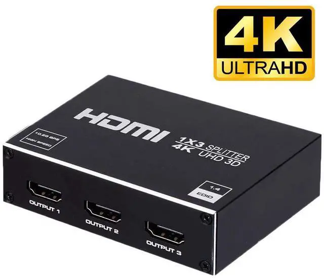 Main image of WRIARICH HDMI Splitter 1 in 3 Out,LUOM1x3 Hdmi Splitter Display Multiple Duplicate/Mirror Screen,Powered AC Adapter Included,Supports Ultra HD 1080P 4K/2K and 3D,for TV,Monitors,Computer,DVD,Projector