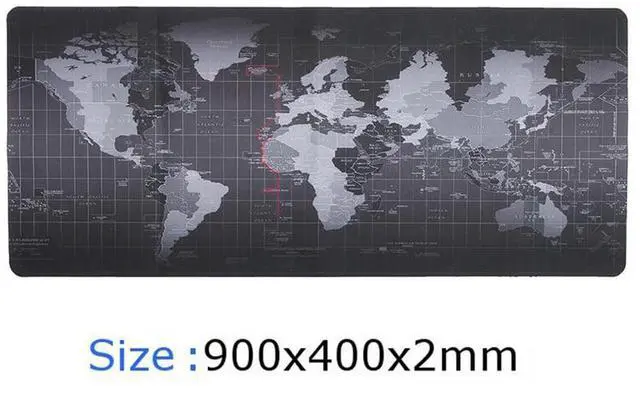 Main image of Gaming Mouse Pad Extended Mouse Map Mat (World Map L 35.43 in * W 15.75 in,2mm),Nonslip Base, Thick, Comfy, Waterproof and Foldable Mat for Desktop, Computer, Laptop, Keyboard, Consoles, Black