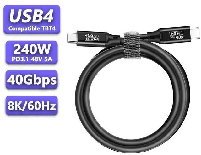 Main image of WRIARICH USB 4 Cable Thunderbolt 4 Cable 5ft, Thunderbolt 3/4 Cable Fast Charging Cable 240W, 40Gbps, 8K@60Hz,for SSD, Samsung,Steam Deck,Switch,eGPU,MacBook