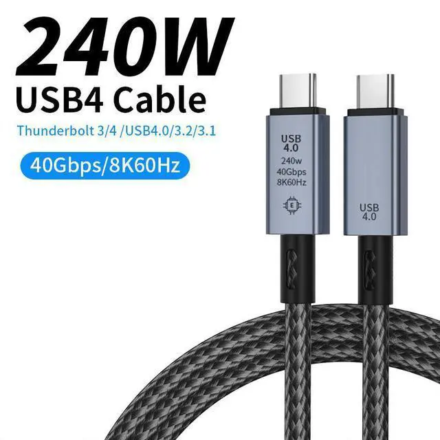 Main image of WRIARICH USB 4 Cable - Thunderbolt 4 Cable M/M Compatible with Thunderbolt 3/4 Cable 240W 40Gpbs USB Fast PD Cable E-Mark 40Gbps 8K@60Hz for MacBook Apple Studio Display and More (4 Feet)